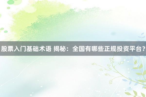股票入门基础术语 揭秘：全国有哪些正规投资平台？