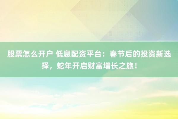股票怎么开户 低息配资平台：春节后的投资新选择，蛇年开启财富增长之旅！