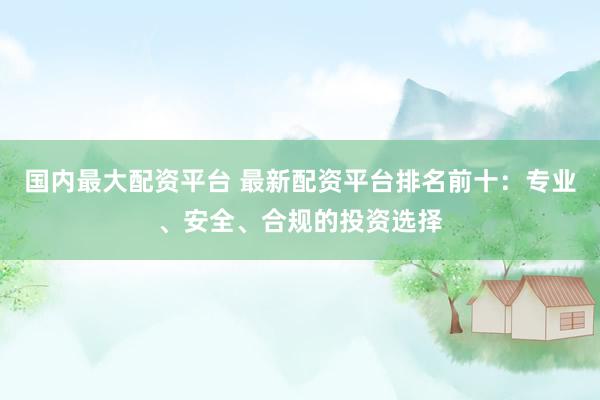国内最大配资平台 最新配资平台排名前十：专业、安全、合规的投资选择